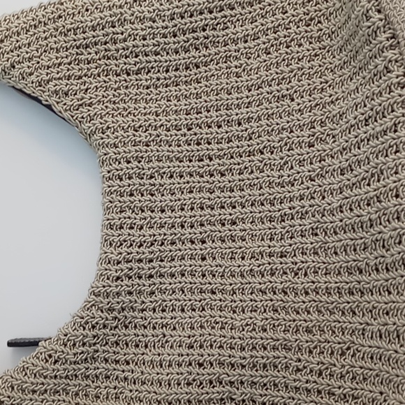 Sigrid Olsen-Vintage Crocheted Shoulder Bag w/Leather Strap & trim-Natural Beige - Picture 4 of 16